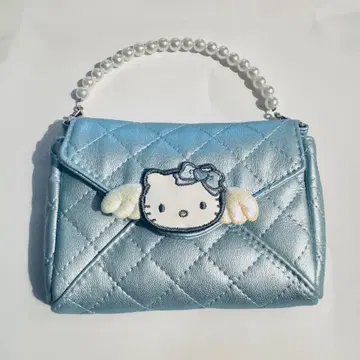 엔젤키티 레터형 파우치 블루 스카이블루 퀼팅 미사용 새상품