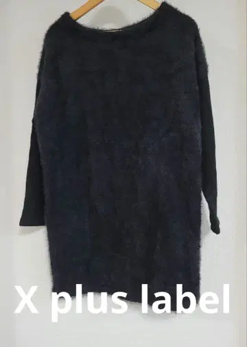 X plus label 페더 니트 상의 샤기 블랙 S