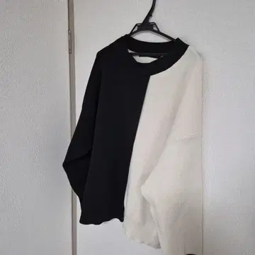 NoID 화이트 블랙 니트 풀오버