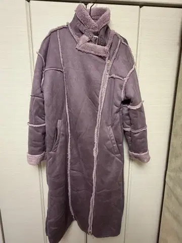 페이크 무스탕 코트 M 퍼플