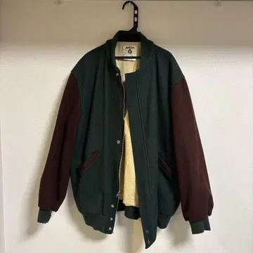 AVEDA 울 혼방 점퍼 XL 그린/브라운 구제 의류