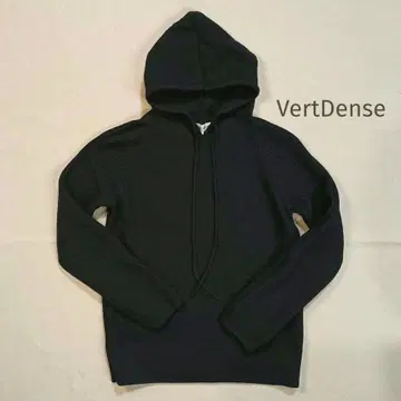 [ VertDense ] 울 100% 후드 부착 니트 후드티 블랙