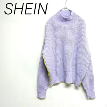 SHEIN 라벤더 터틀넥 니트 M 2톤 그린 악센트