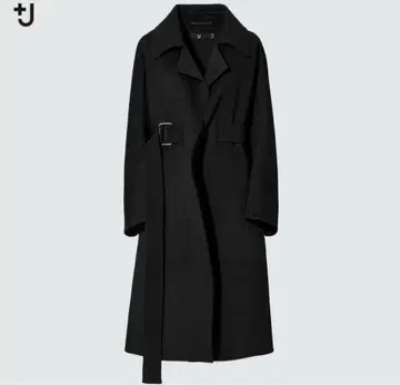 택 포함 새상품 UNIQLO +J 캐시미어 블렌드 랩 롱 코트 블랙 S