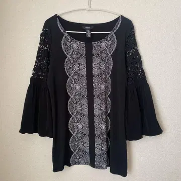 자수 장식 블랙 튜닉 P/M 블랙