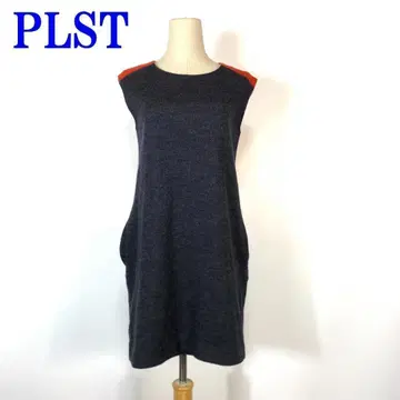 PLST 플라스테 슬리브리스 바이컬러 원피스 그레이 레드 2 C614