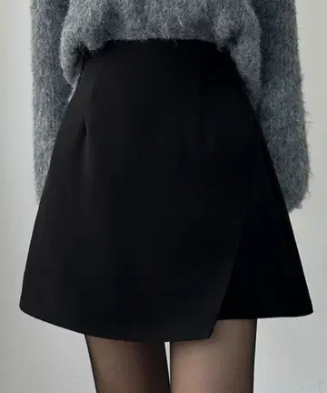 Louere 이너 팬츠 부착 랩 스타일 미니 스커트 M 블랙