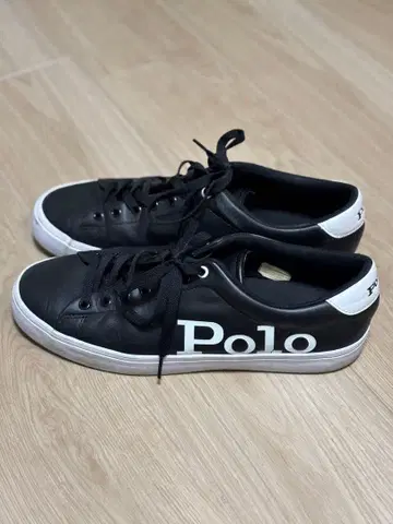 Polo 블랙 가죽 스니커즈