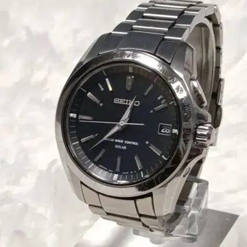 세이코 브라이츠 블랙 실버 전파 솔라 남성용