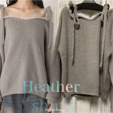 미사용 새상품 Heather 완판 컬러 레이스 도킹 니트 그레이