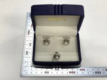 펄 커프스 링크 커프스 단추 핀 배지 케이스 포함