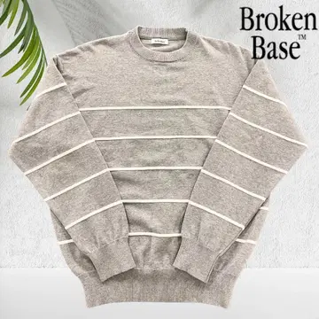 Broken Base 그레이 스트라이프 니트 yutori