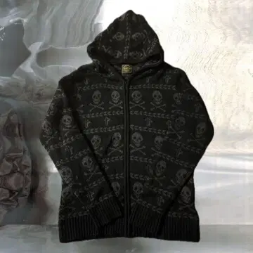 스컬 지퍼 후드티 그런지 Y2K 헤이세이