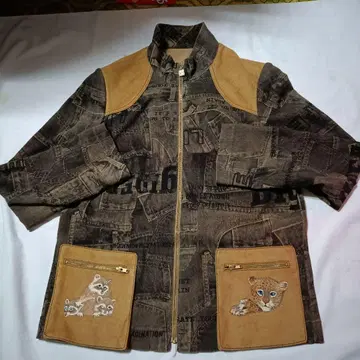 이타리야 레오파드 동물 패턴 자켓 큐빅 사이즈 9호 새상품급