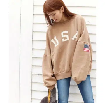 Via.j USA 로고 오버 사이즈 맨투맨