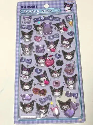 산리오 모자 꽁지 드롭 씰 쿠로미