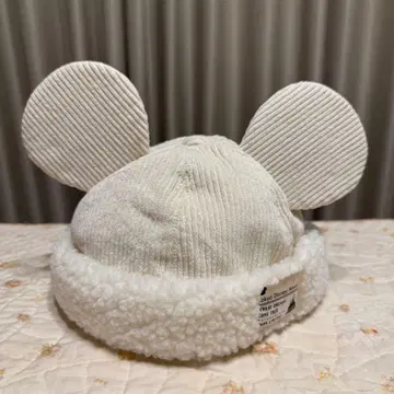 디즈니 리조트 미키 모자 캡 코듀로이 보아 화이트 54cm