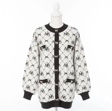 Millor 니트 가디건 화이트 x 블랙