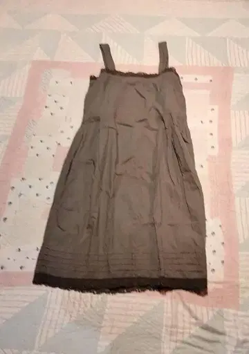 1920년대 프랑스 앤티크 레이스 포함 린넨 후염 원피스