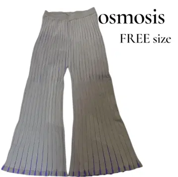 osmosis 스트라이프 니트 팬츠 플리츠 세미 플레어 팬츠 팬츠