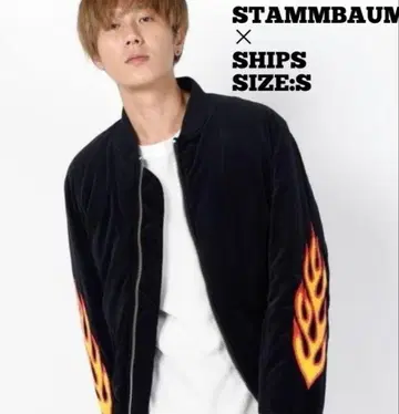 STAMMBAUM x SHIPS 프레임 자수 벨로아 다운 자켓 블랙 S