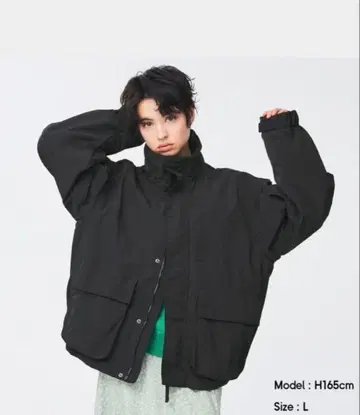 [ 단종품 ] GU 스탠드 카라 오버 사이즈 블루종 XL 사이즈 블랙