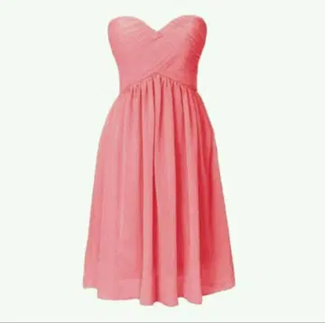 스트랩리스 핑크 플레어 드레스