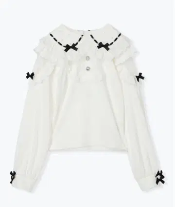 노에미 노에미 아가씨 리본 펄 프릴 요크 티셔츠