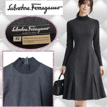 살바토레 페라가모 Ferragamo 니트 원피스 미디 절개 42