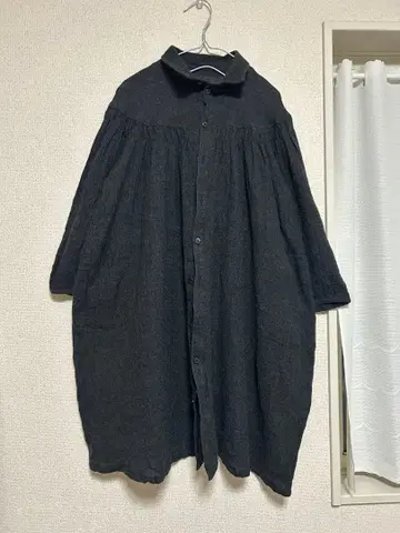 파티클라르 일본제 다크 그레이 울 긴팔 셔츠 원피스