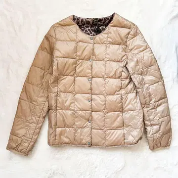 TAION 이온 이너 숏 다운 자켓 수납 봉투 포함 표범 무늬