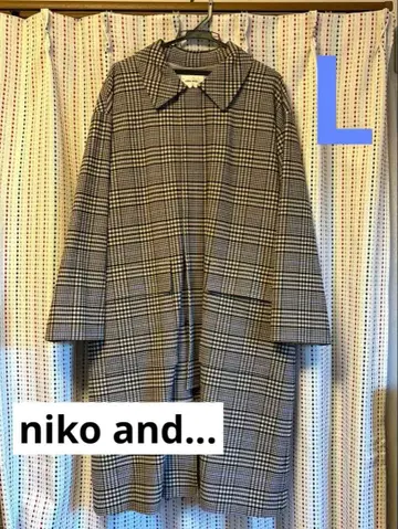 [ niko and - ] 체크 무늬 롱 코트 (L 사이즈)