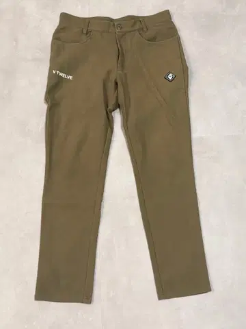 V12 올리브 슬림핏 팬츠