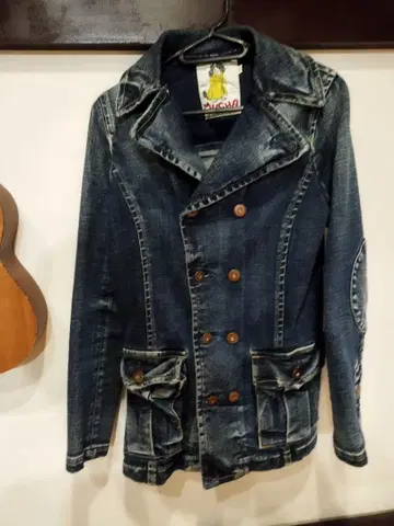 !!초레어!!리얼 빈티지!!다크 데님 더블 브레스트 자켓