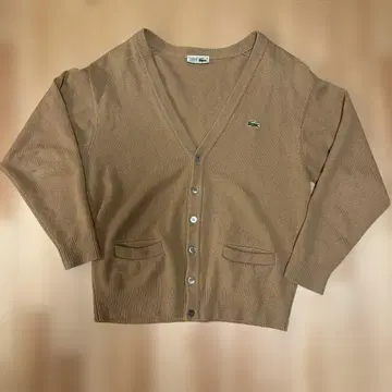 LACOSTE 베이지 V넥 가디건