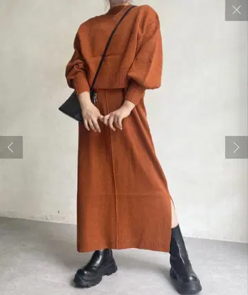 CPCM 숏 기장 가디건 x 니트 원피스 세트