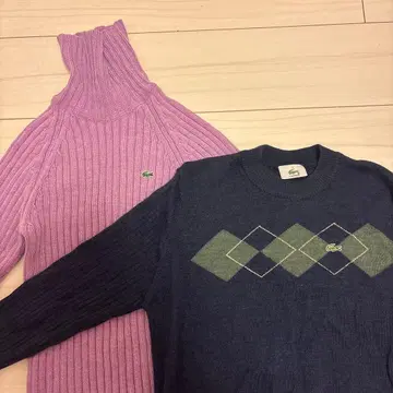Lacoste 묶음 판매 퍼플 하이넥 스웨터 네이비 컬러 스웨터 니트