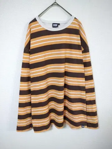 헬리한센 긴팔 티셔츠 얇은 소재 맨투맨 남성용 XL 보더 무늬 오렌지