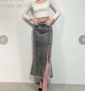 최종 가격 인하 GYDA H/W ZIP 슬릿 케미컬 데님 스커트