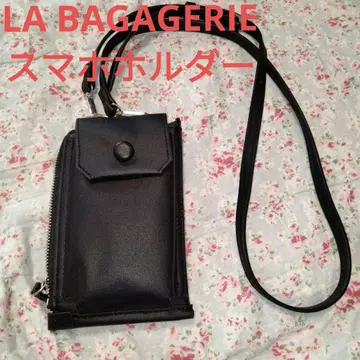 LA BAGAGERIE 스마트폰 숄더백 블랙 가죽