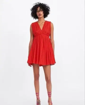 ZARA 레드 슬리브리스 미니 원피스