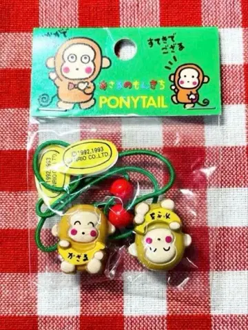 새상품 산리오 오사루노몬키치 머리끈 포니테일 헤이세이 레트로