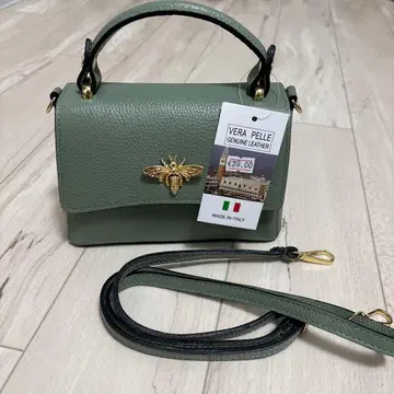 VERA PELLE 천연 가죽 숄더백 그린