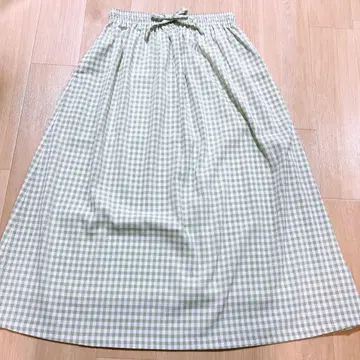 T'BIS STUDIO 체크 무늬 스커트 그린 M 사이즈 리본 포함