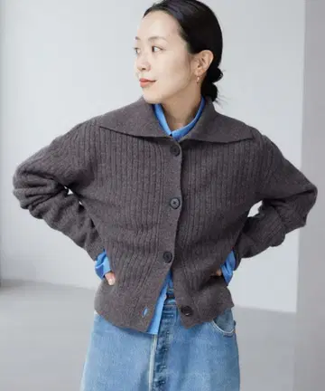 Plage 숄카라 숏 가디건