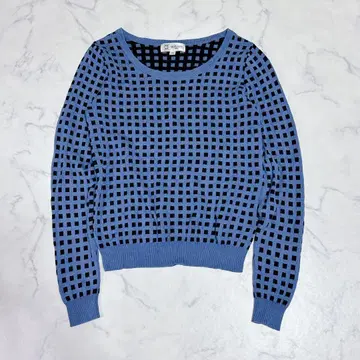 미쉘클랑 니트 스웨터 블루 블랙 [38] 얇은 소재 리오셀 원단