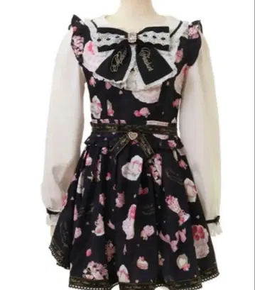 LIZLISA 리즈리사 Salon de Fraise 패턴 원피스 블랙