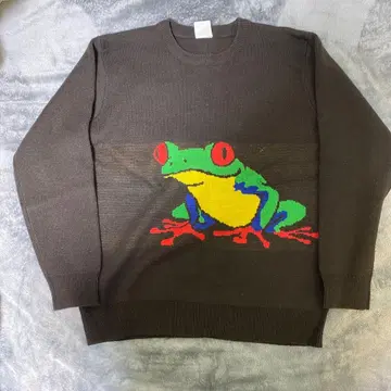 go slow caravan 개구리 디자인 니트 스웨터
