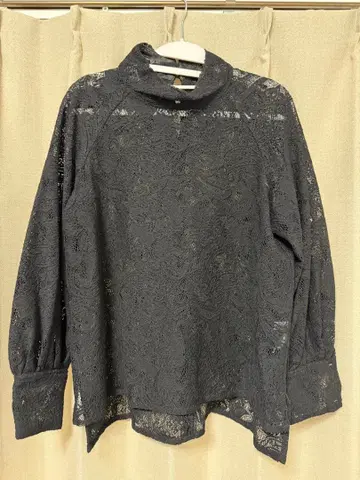 레이스 긴팔 셔츠 다크 그레이 블랙