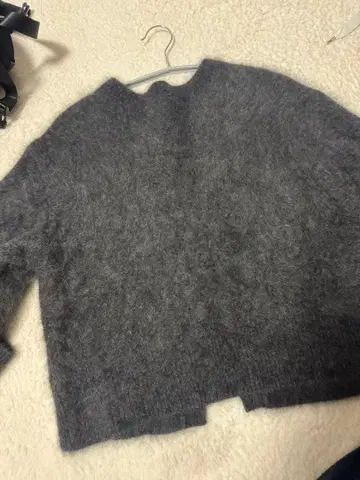 울 혼방 그레이 버튼 가디건 L 사이즈